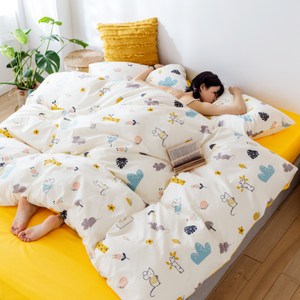 【eyah】台灣製200織精梳棉雙人床包枕套3件組-新一年吉祥物