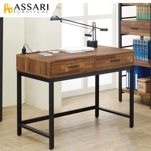 ASSARI-麥倫3尺附抽屜插座書桌/電腦桌(寬90x深60x高78集層木