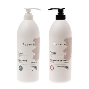 (組)Purete抗屑止癢咖啡因玫瑰洗髮精x1綠茶碳酸沐浴精x1