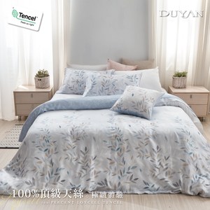 《DUYAN 竹漾》100%天絲雙人四件式鋪棉兩用被床包組-傾城