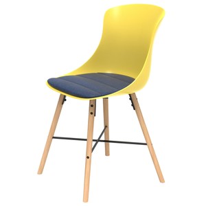 組 - 特力屋萊特 塑鋼椅 櫸木腳架30mm/黃椅背/丹寧座墊