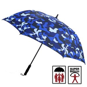 2mm 都市叢林 迷彩高爾夫揹帶防風直傘(寶藍)