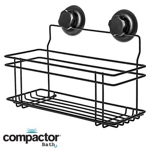 (組)法國品牌Compactor吸盤霧黑置物架-2入