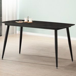Homelike 沃利4.7尺岩板餐桌(黑岩金色)-含組裝