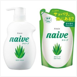 【日本 kracie 】Naive 植物沐浴乳-水潤蘆薈+補充包*2