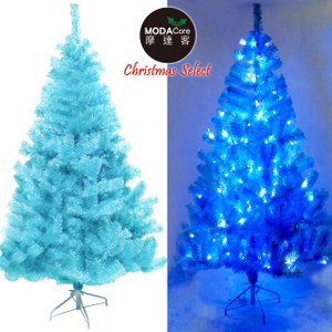 摩達客 台製12尺豪華版冰藍色聖誕樹(不含飾品)+100燈LED燈7串