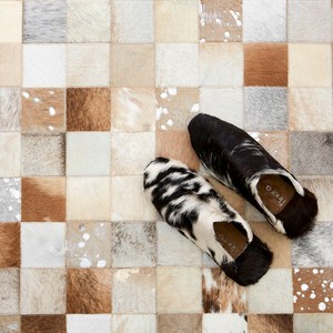 【Finara】佛羅倫斯-巴西天然牛皮短毛臥室床邊地毯(150×96)