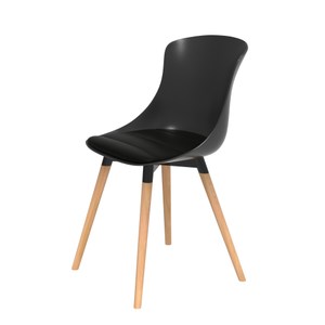 組 - 特力屋萊特 塑鋼椅 櫸木腳架40mm/黑椅背/黑座墊