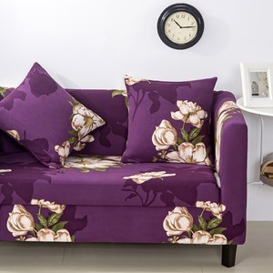 【挪威森林】紫色花園 舒適彈性沙發套單人座贈1抱枕套