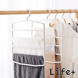 【Life+】極簡系五層衣褲收納架2入米白色