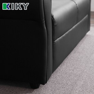 【KIKY】台灣製歐式皮爾1人座懶人皮沙發組(1人座+方塊腳椅)黑色