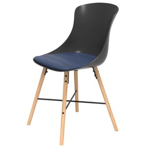 組 - 特力屋萊特 塑鋼椅 櫸木腳架30mm/黑椅背/丹寧座墊