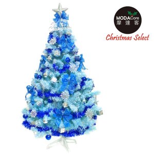 摩達客 台灣製15尺豪華版冰藍色聖誕樹+銀藍色系配件組(不含燈)