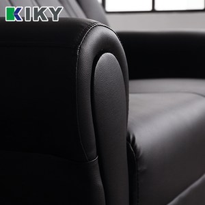 【KIKY】台灣製歐式皮爾1人座懶人皮沙發組(1人座+方塊腳椅)黑色