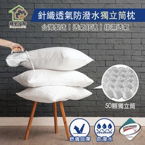 【買一送一-寢室安居】針織透氣防潑水獨立筒枕(50顆獨立筒)