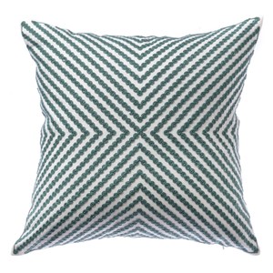 編織線紋抱枕 45X45cm 綠白色款