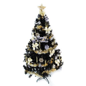 摩達客 台灣製4尺時尚豪華版黑色聖誕樹(+金銀色系配件組)(不含燈)