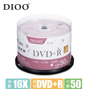 DIOO 櫻花版 16X DVD+R 50片桶粉