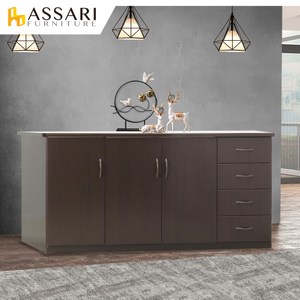 ASSARI-防潮防蛀塑鋼緩衝三門四抽碗盤櫃(寬164x深43x81c白色