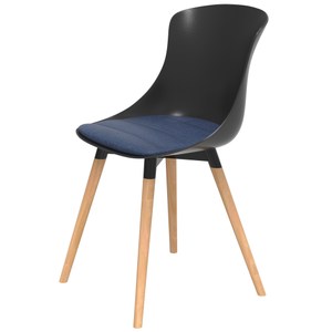 組 - 特力屋萊特 塑鋼椅 櫸木腳架40mm/黑椅背/丹寧座墊