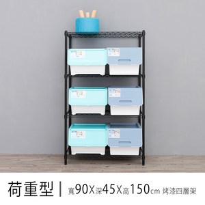 【dayneeds】荷重型 90x45x150公分 烤漆四層架 黑色