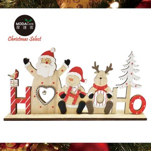 摩達客耶誕-聖誕英文字牌HO聖誕老公公麋鹿木質擺飾