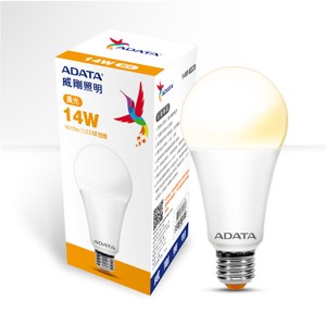 3入組-ADATA威剛14W高效能LED球泡燈-黃光 14W30C