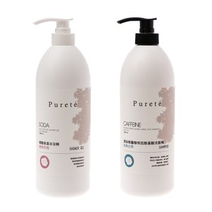 (組)Purete燙染修護咖啡因白茶洗髮精x1+玫瑰碳酸沐浴精x1