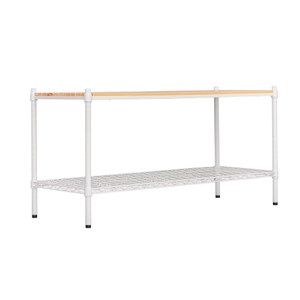 【dayneeds】(松木+輕網) 120x45x60cm 烤漆二層架白框+原木色板